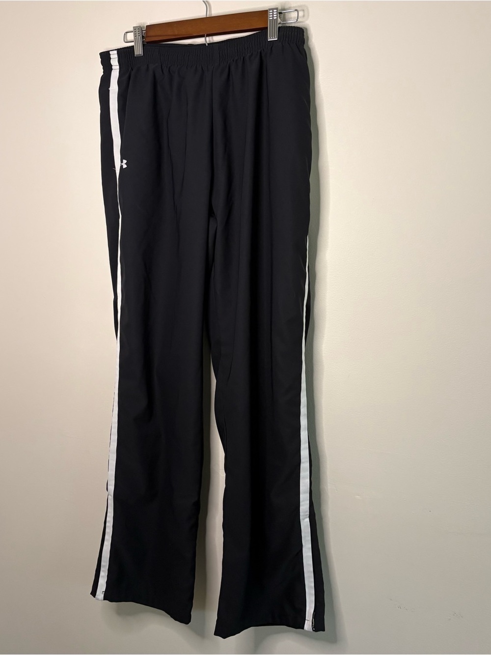 Under Armour Adult Large Black Windpants With Liner Y2K Baggy Straight Leg Sport